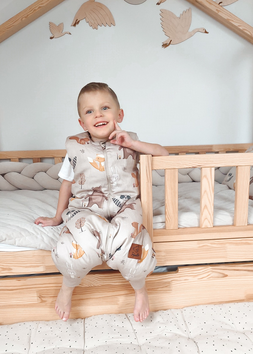 Śpiworek z nogawkami do spania KIDS z bawełny SATYNOWEJ 18-36m