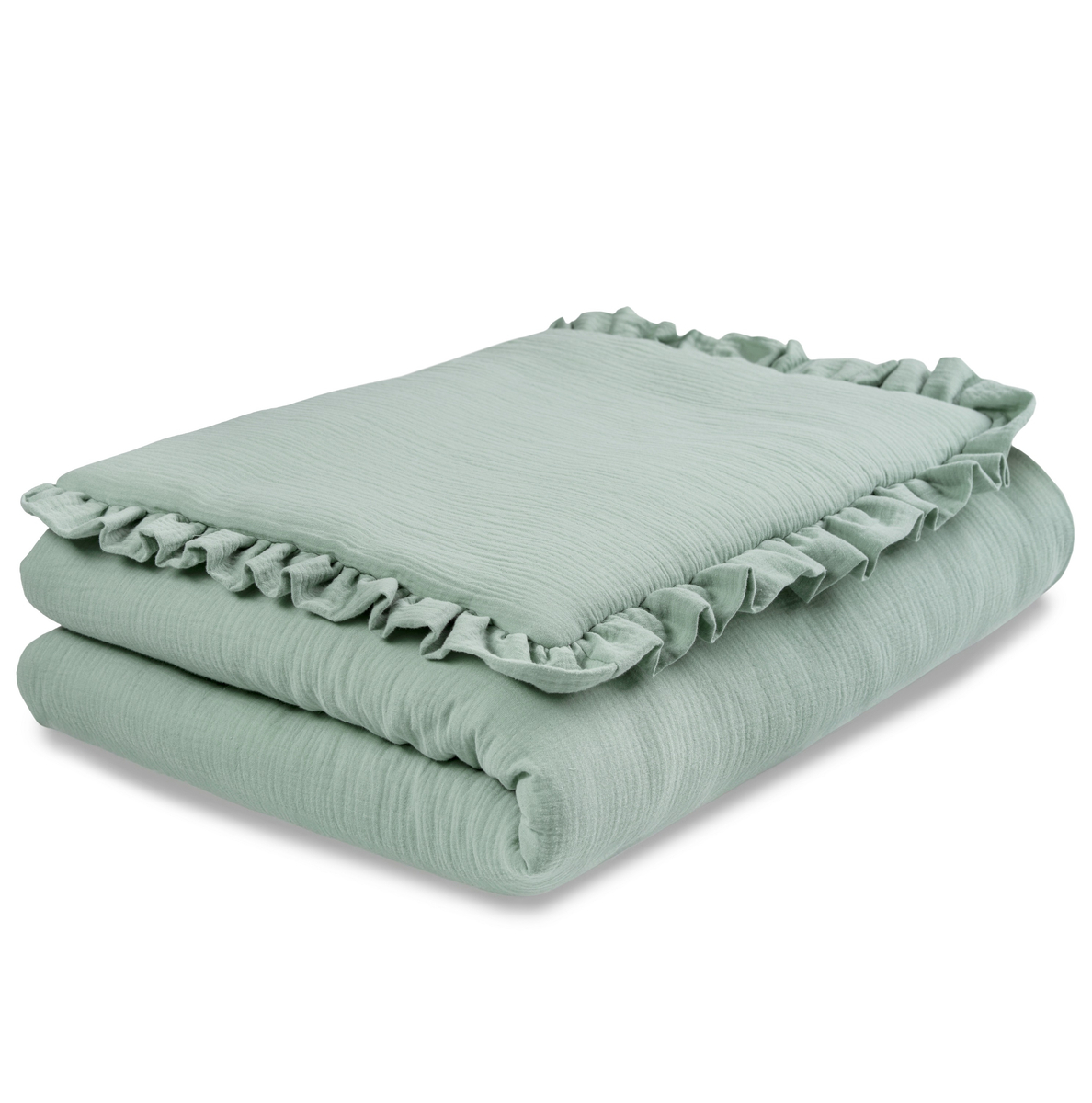 POŚCIEL MUŚLINOWA z falbanką 120x90 kołderka + poduszka WYPEŁNIENIE