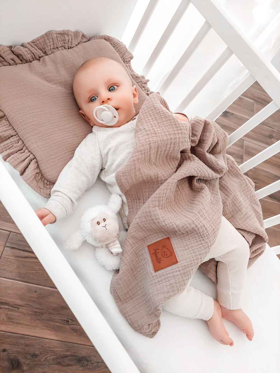 Komplet letni poduszka z falbanką i otulacz MUŚLIN