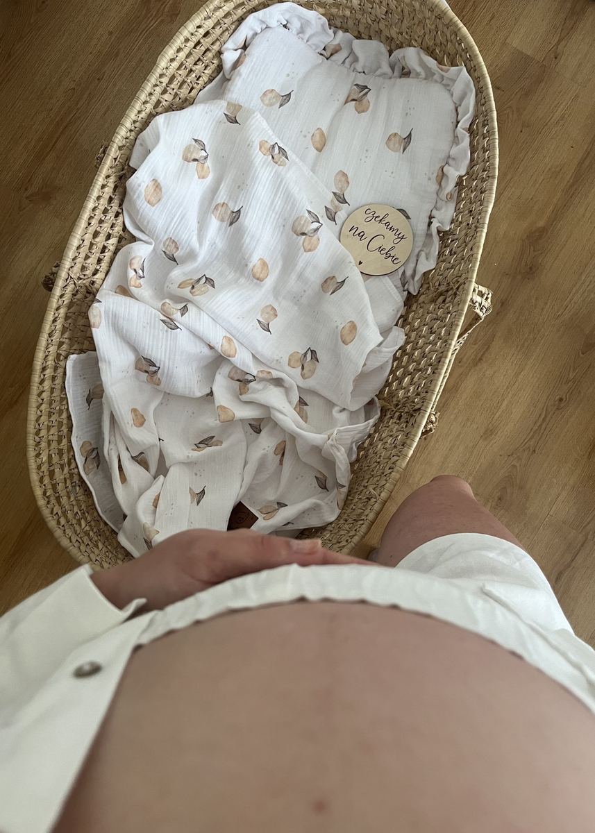 Komplet letni poduszka z falbanką i otulacz MUŚLIN