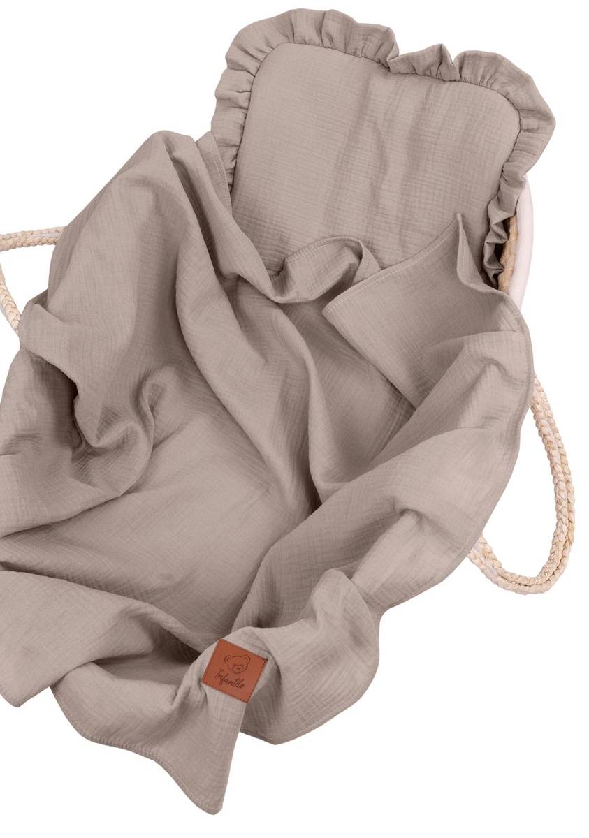 Komplet letni poduszka z falbanką i otulacz MUŚLIN