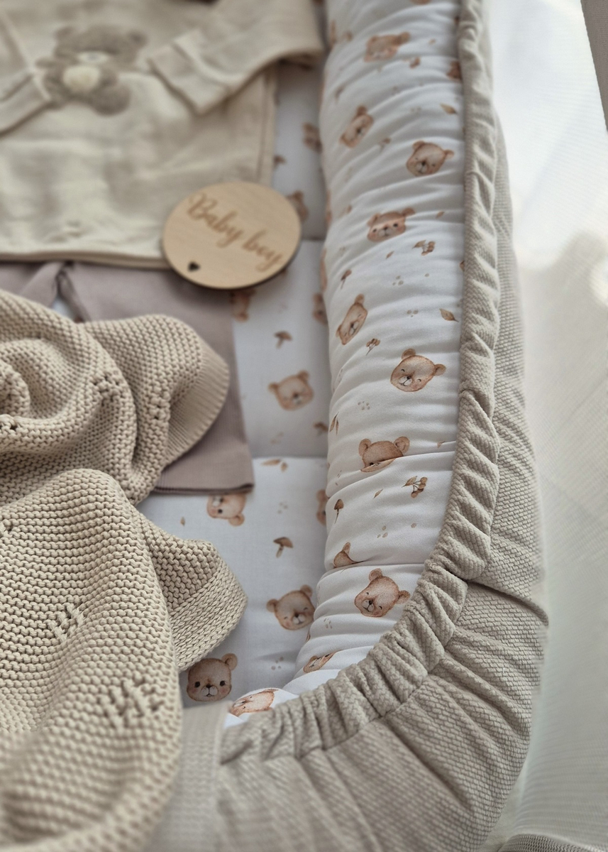 KOKON niemowlęcy PREMIUM bawełna satynowa + velvet