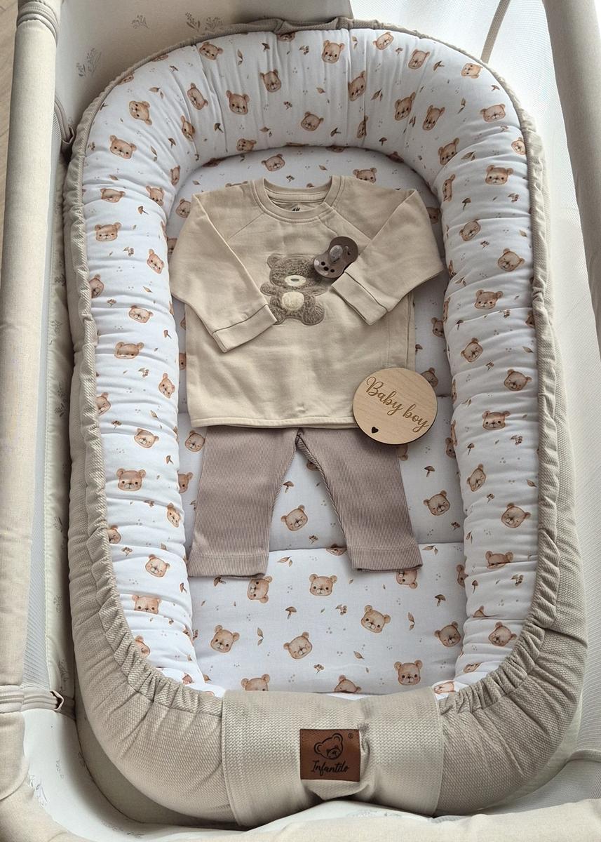 KOKON niemowlęcy PREMIUM bawełna satynowa + velvet