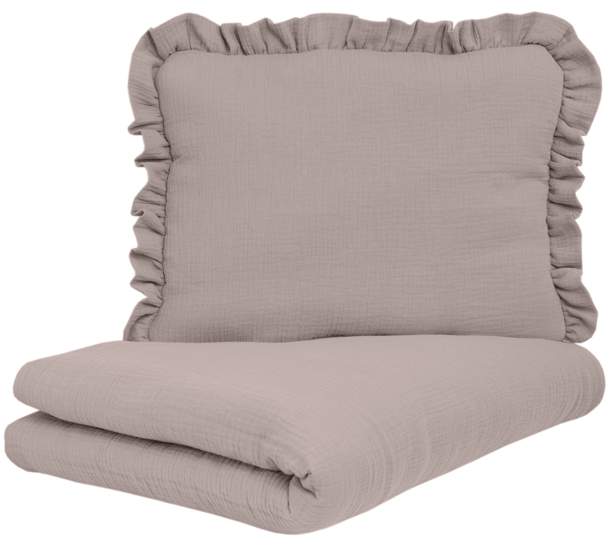 POŚCIEL MUŚLINOWA z falbanką 120x90 kołderka + poduszka WYPEŁNIENIE