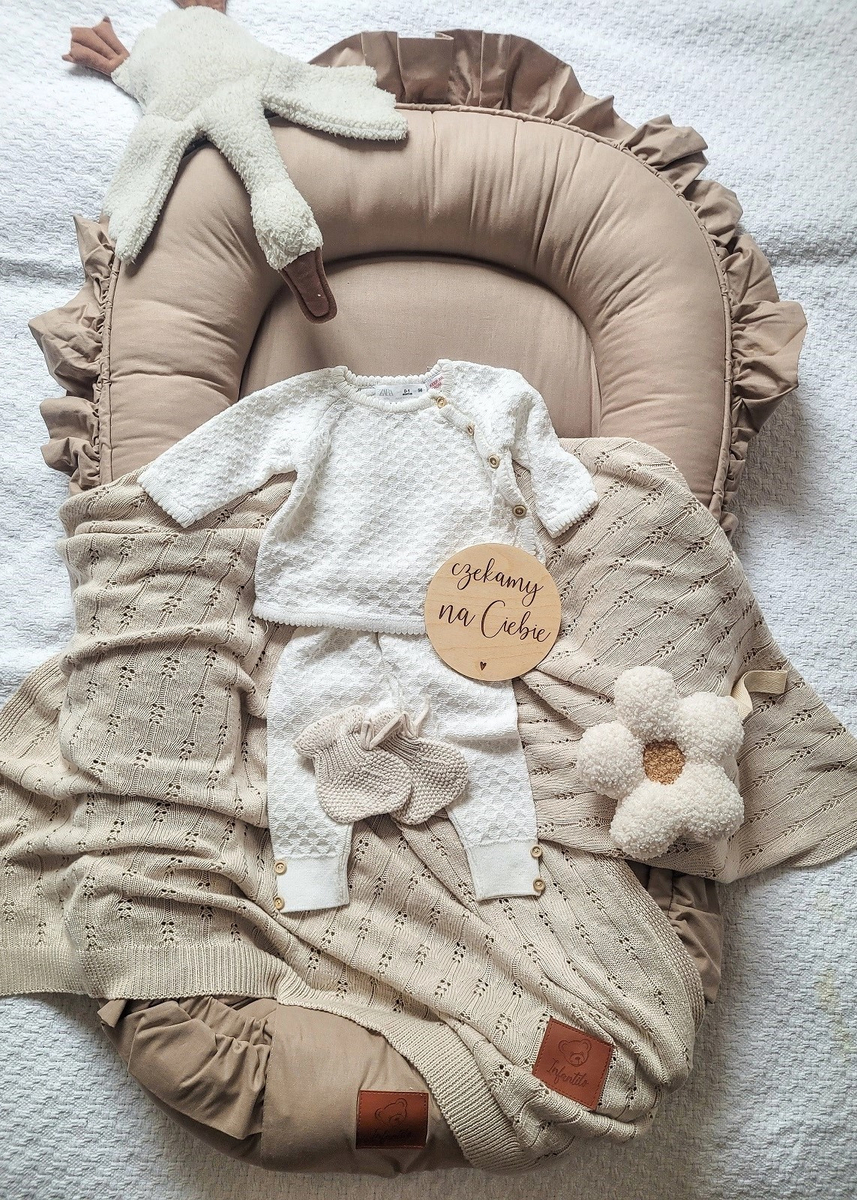 KOKON niemowlęcy BAWEŁNIANY z falbanką