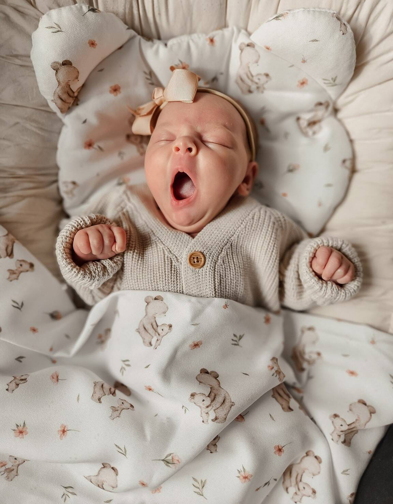 Komplet letni poduszka miś i otulacz BAMBUS