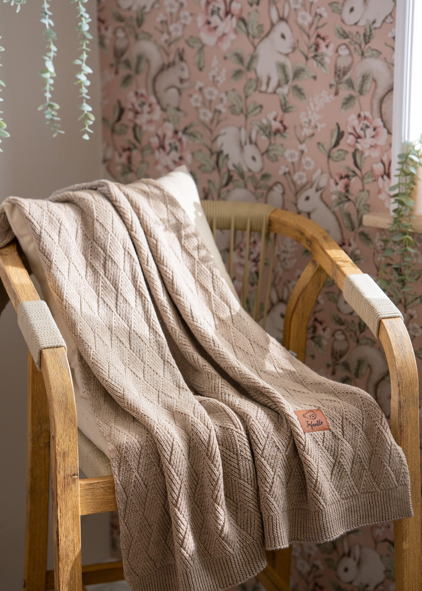 Kocyk dla niemowlaka z WEŁNY MERINO 80x100