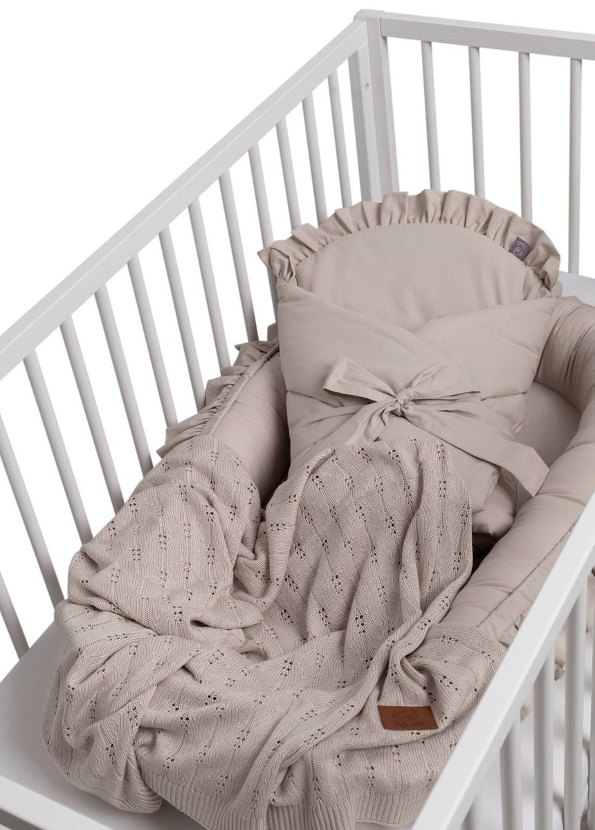 KOKON niemowlęcy BAWEŁNIANY z falbanką